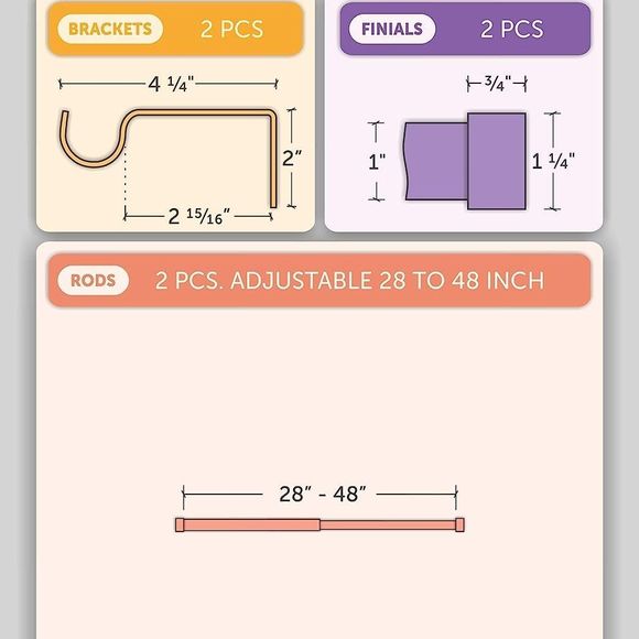 Curtain Rod 28-48" Warm Gold Drapery Window Rod - Picture 6 of 6